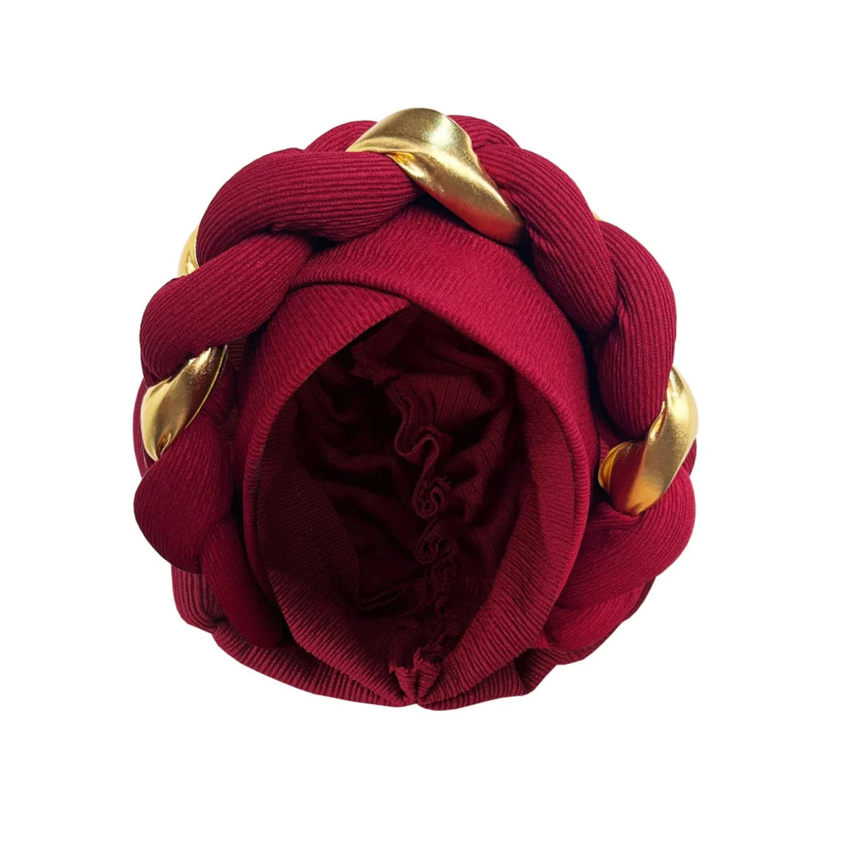 African turban cap from Showlu Fashion, pleated Muslim hijab and Arab hair accessory, worn as a stylish headwrap or headdress.