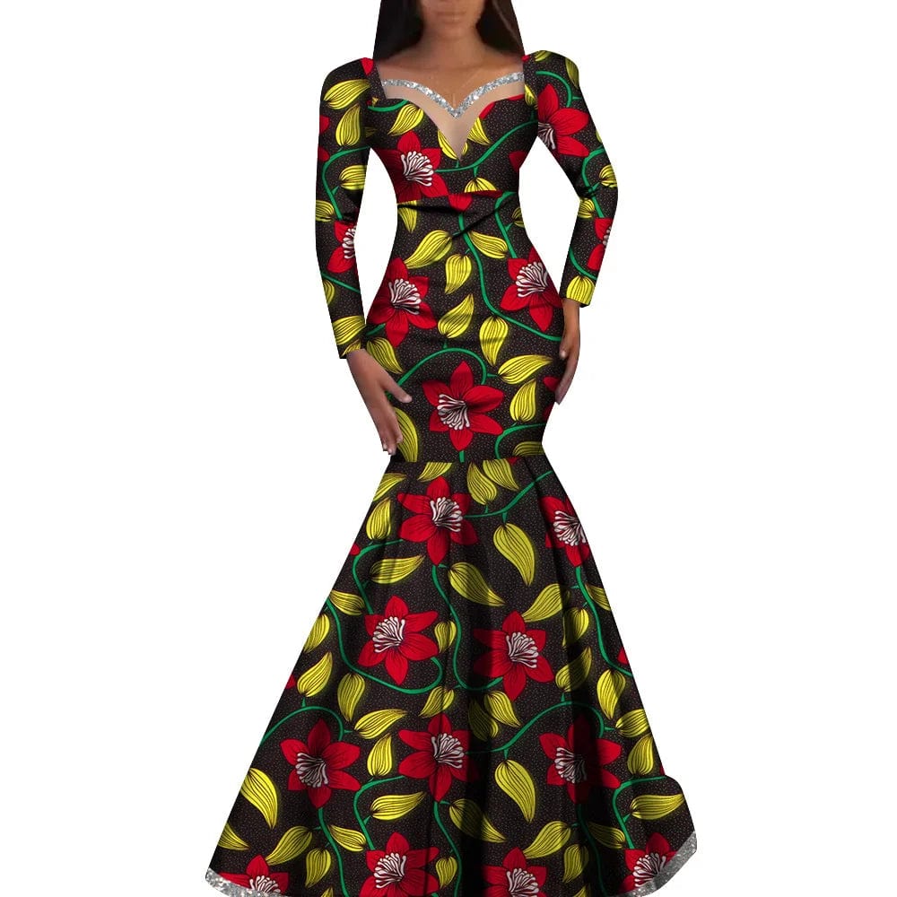 African women's Ankara cotton dress by SHOWLU FASHION STORE, traditional Nigerian dashiki style, elegant long party and wedding robe