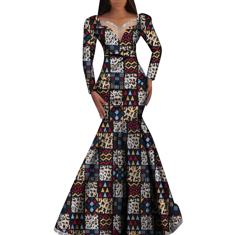 African Women's dress Nigerian Plus Size Traditional Ankara Ladies Elegant Robe Dashiki Female formal long dresses Party Wedding - SHOWLU FASHION STORE