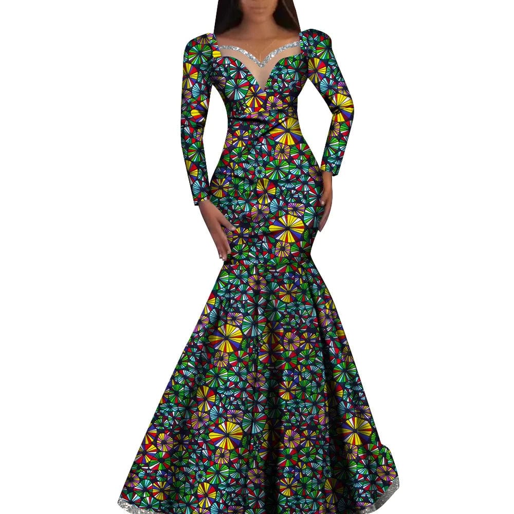 African women's Ankara cotton dress by SHOWLU FASHION STORE, Nigerian dashiki style, elegant long robe for parties or weddings.