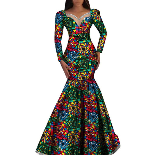 African Women's dress Nigerian Plus Size Traditional Ankara Ladies Elegant Robe Dashiki Female formal long dresses Party Wedding - SHOWLU FASHION STORE