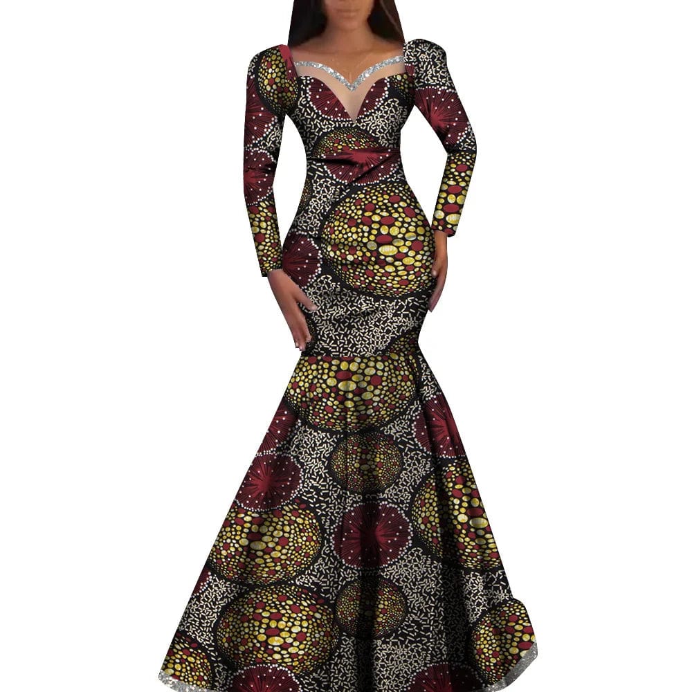 Elegant African women's Ankara cotton dress by SHOWLU FASHION STORE, traditional Nigerian dashiki style for parties and formal occasions.