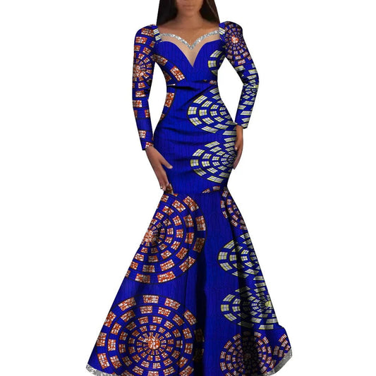 African Women's dress Nigerian Plus Size Traditional Ankara Ladies Elegant Robe Dashiki Female formal long dresses Party Wedding - SHOWLU FASHION STORE