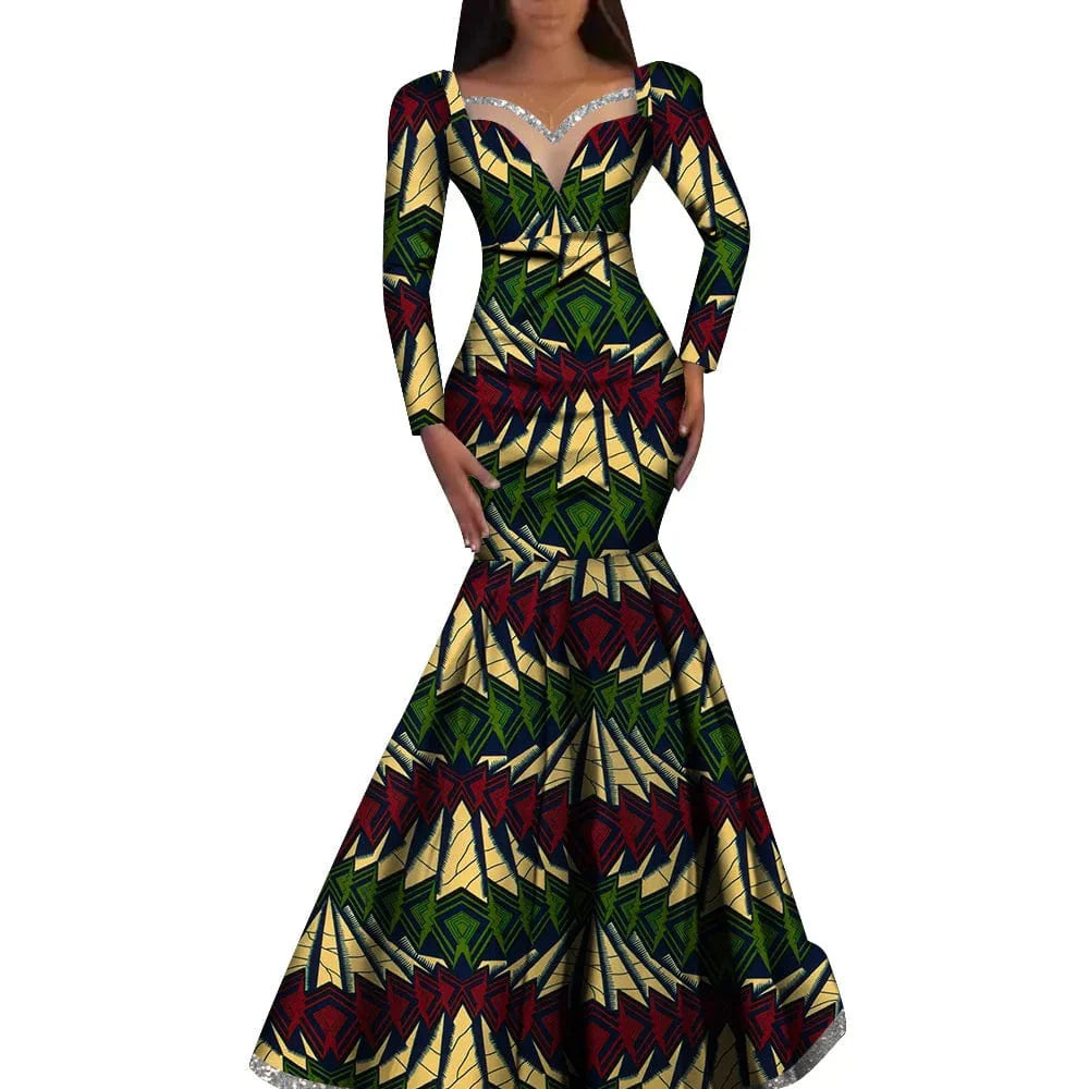Elegant African women's Ankara cotton dress by SHOWLU FASHION STORE, featuring traditional Nigerian dashiki style for formal and party occasions.