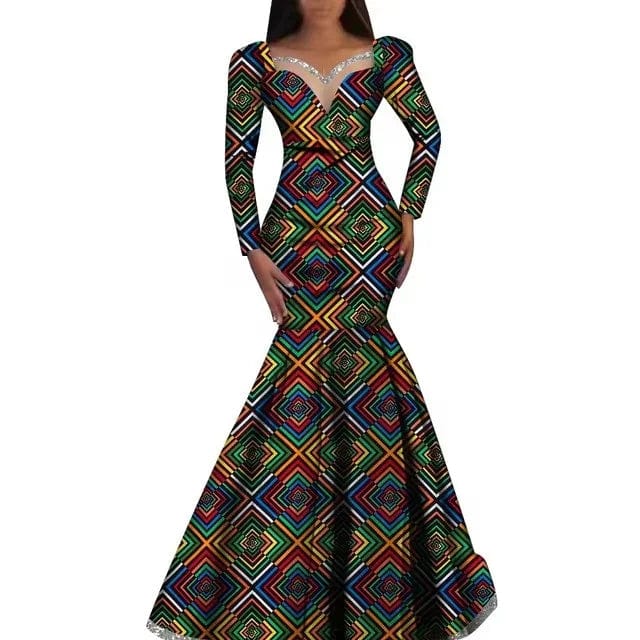 African women's Ankara cotton dress by SHOWLU FASHION, Nigerian dashiki style, elegant long Ankara party and wedding robe