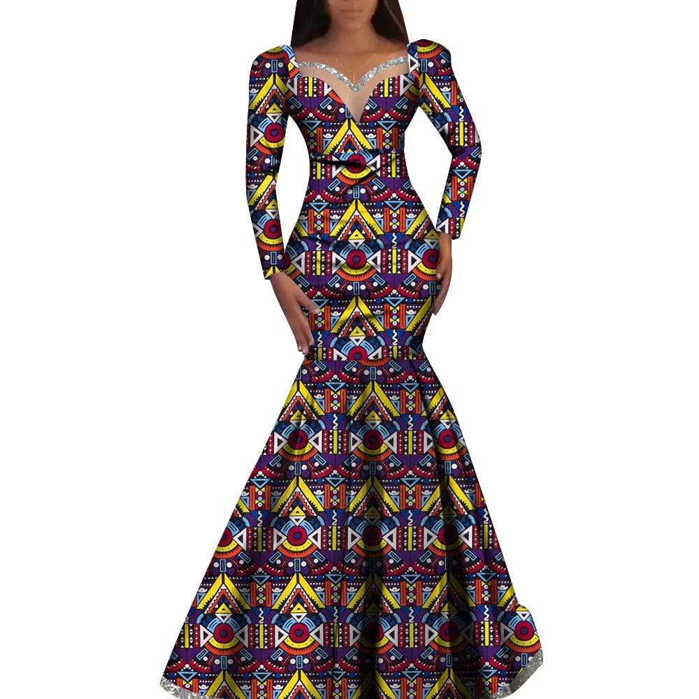 Elegant African women's Ankara cotton dress by SHOWLU FASHION STORE, traditional Nigerian dashiki style for parties and weddings.