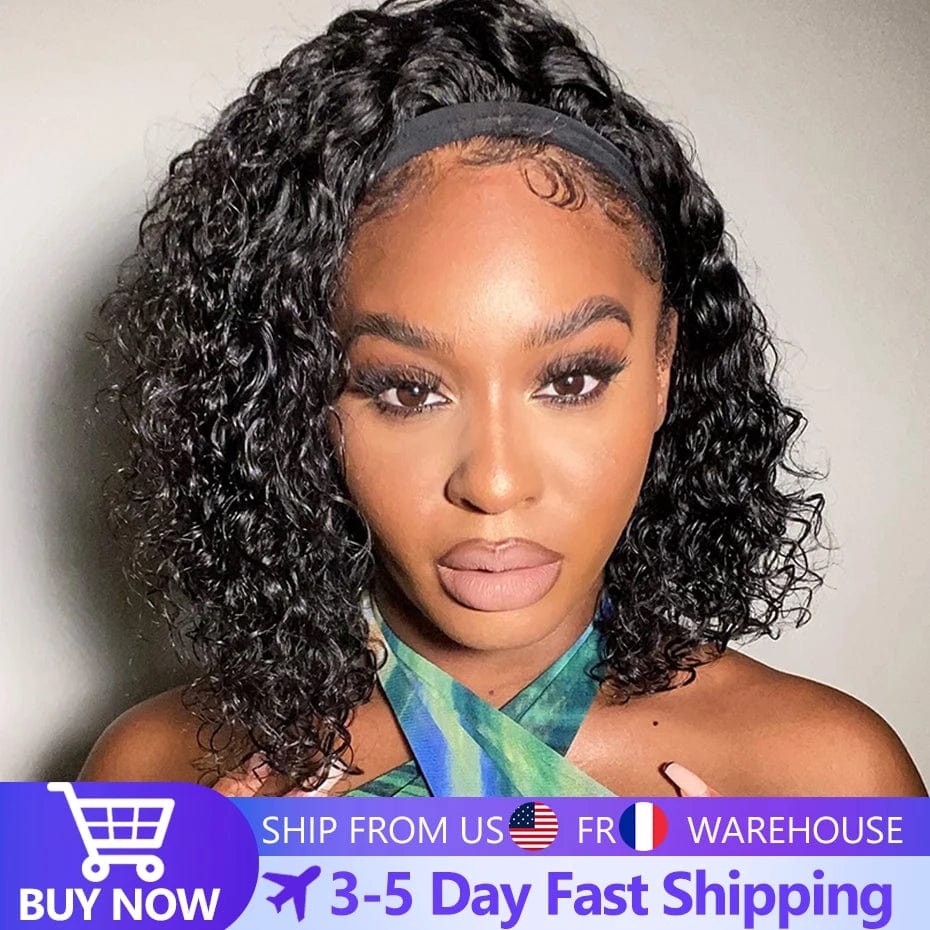 Afro Kinky Curly Headband Wigs 180% Density Human Hair Wig Glueless Headband Kinky Curly Wig For Black Women Remy Jarin Hair - SHOWLU FASHION STORE