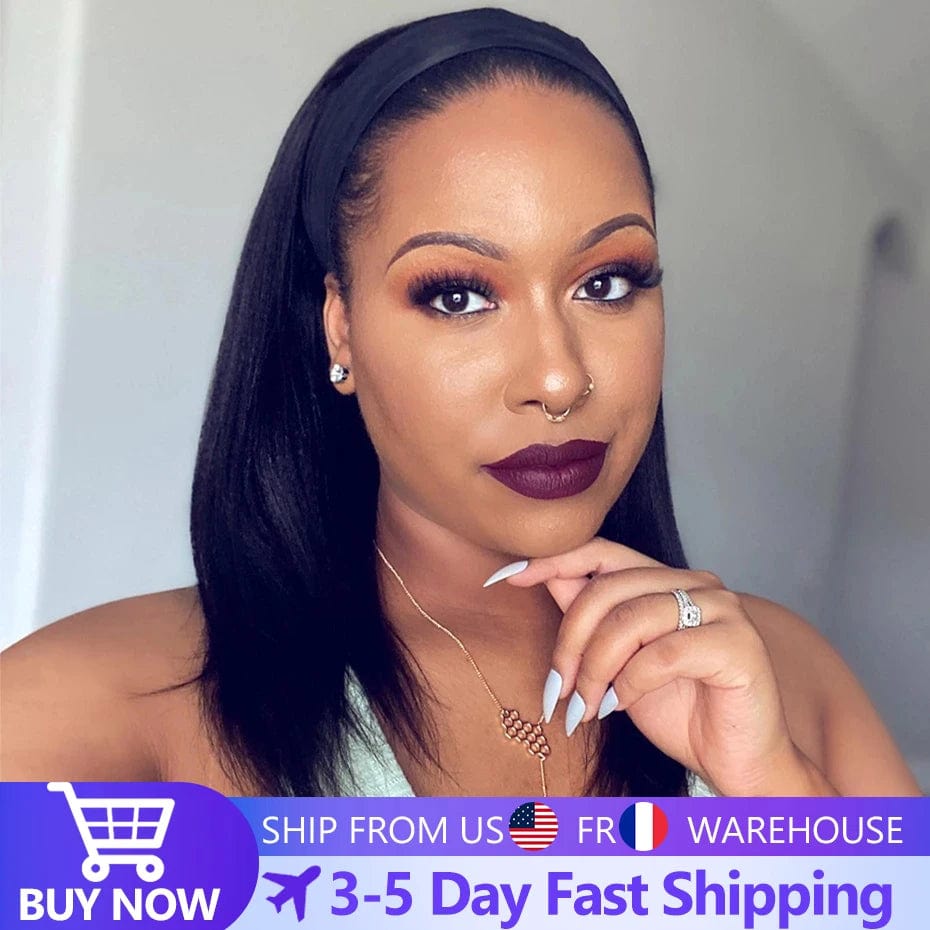 Afro Kinky Curly Headband Wigs 180% Density Human Hair Wig Glueless Headband Kinky Curly Wig For Black Women Remy Jarin Hair - SHOWLU FASHION STORE