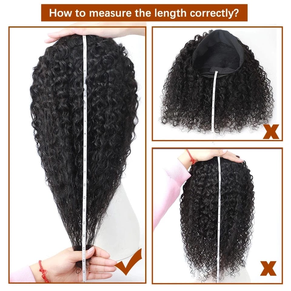 Afro Kinky Curly Headband Wigs 180% Density Human Hair Wig Glueless Headband Kinky Curly Wig For Black Women Remy Jarin Hair - SHOWLU FASHION STORE