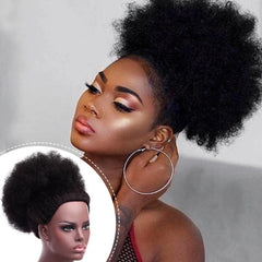 Afro Puff Drawstring Ponytail for Black Women Short Kinky Curly Afro Ponytail Synthetic Hair Puffs Afro Bun Ponytail - SHOWLU FASHION STORE