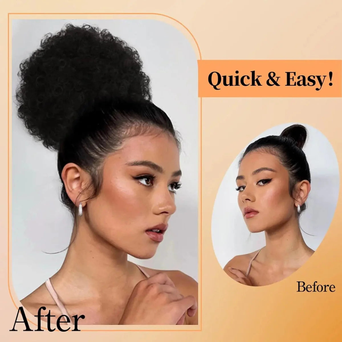 SHOWLU Afro Puff Drawstring Ponytail with kinky curly synthetic hair, designed for black women, featuring a short afro bun style.