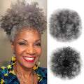 SHOWLU Afro Puff Drawstring Ponytail with kinky curly synthetic hair, designed for black women, featuring a short, natural-looking afro bun.