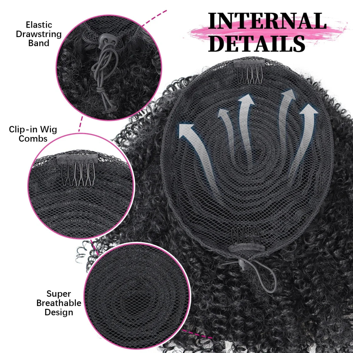 Showlu Afro Puff Kinky Curly Drawstring Ponytail extension for Black women, synthetic short curly afro hairpiece with a secure drawstring.