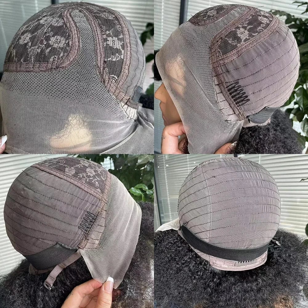 Idoli Kinky Curly Afro Wig by SHOWLU FASHION STORE, 13x4x2 HD lace front human hair bob with natural hairline, short curly style.