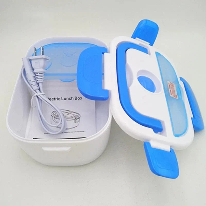 AHTOSKA Electric Heating Lunch Box in stainless steel, portable design for 220V and 12V use, ideal for hot meals on the go.