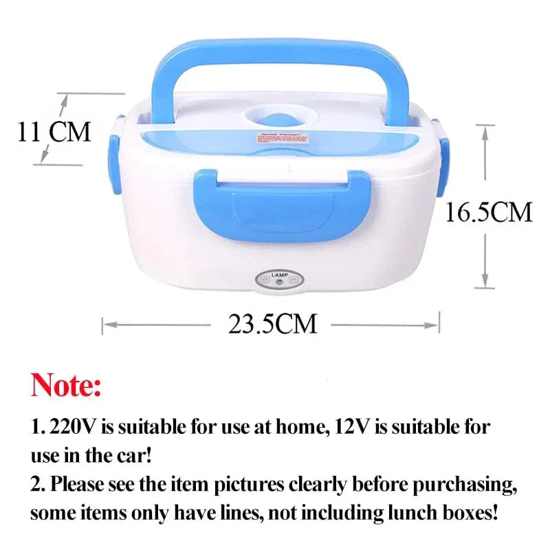 AHTOSKA electric heating lunch box in stainless steel, portable design, suitable for 220V and 12V power sources.