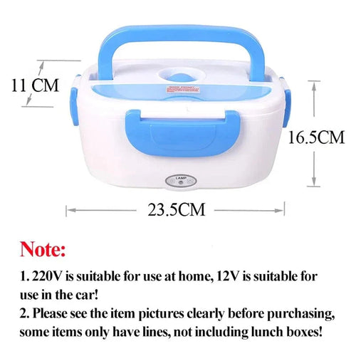 AHTOSKA electric heating lunch box in stainless steel, portable design, suitable for 220V and 12V power sources.