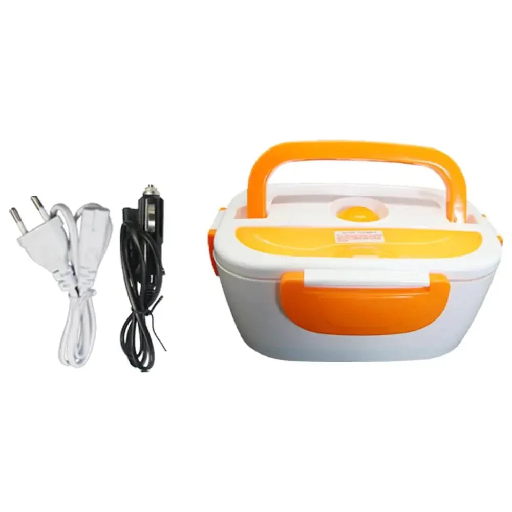 AHTOSKA electric heating lunch box in stainless steel, portable design with 220V and 12V power options for hot meals on the go