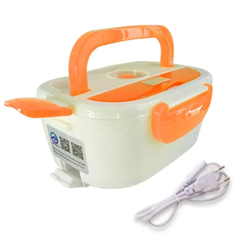 AHTOSKA Electric Heating Lunch Box in stainless steel, portable design for 220V or 12V power, ideal for hot meals on the go.