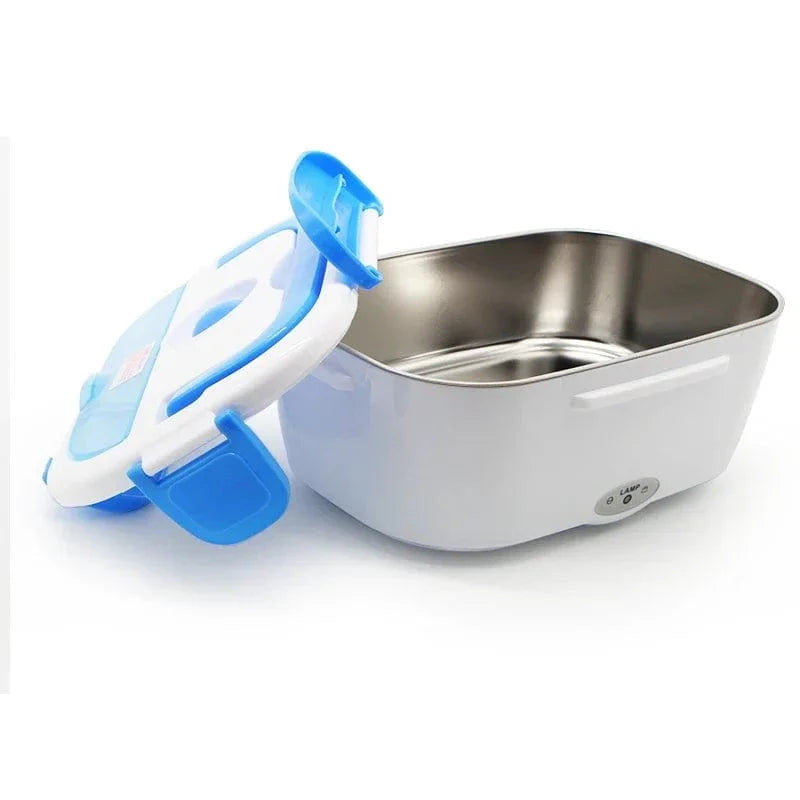 AHTOSKA portable stainless steel electric heating lunch box with 220V/12V power options, compact design for on-the-go heating.