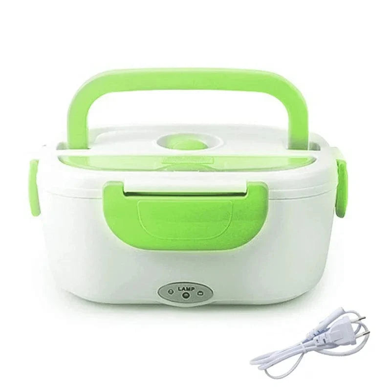 AHTOSKA electric heating lunch box in stainless steel, portable design for 220V or 12V use, ideal for heating meals on the go