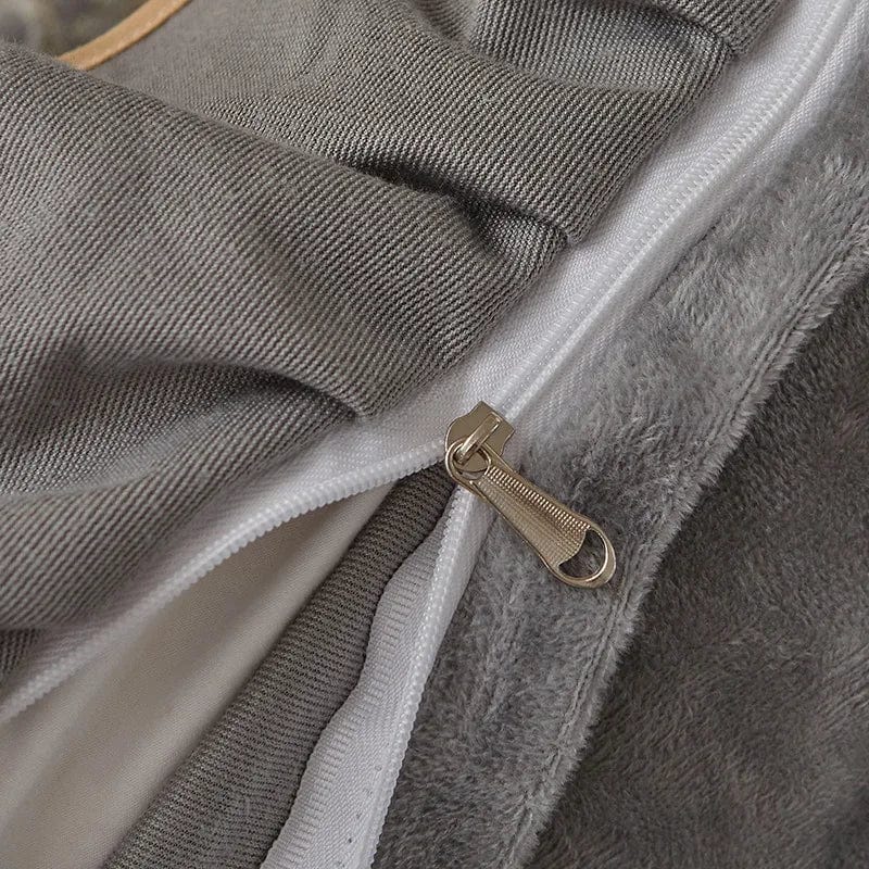 European velvet duvet cover set by SHOWLU FASHION STORE, luxurious quilted bedding with embroidery and removable bed skirt in a linen finish