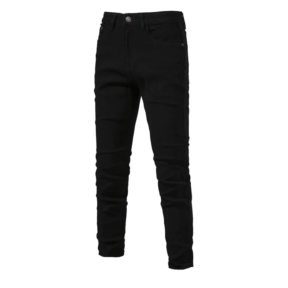 Men's slim fit straight denim jeans by AIOPESON, made of quality cotton, ideal for business casual and casual wear.