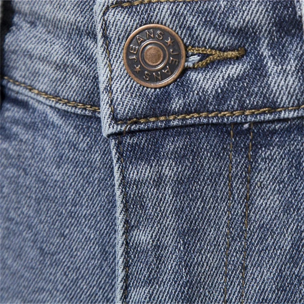 Men's slim fit straight denim jeans by AIOPESON, made of quality cotton, suitable for business casual and everyday wear.