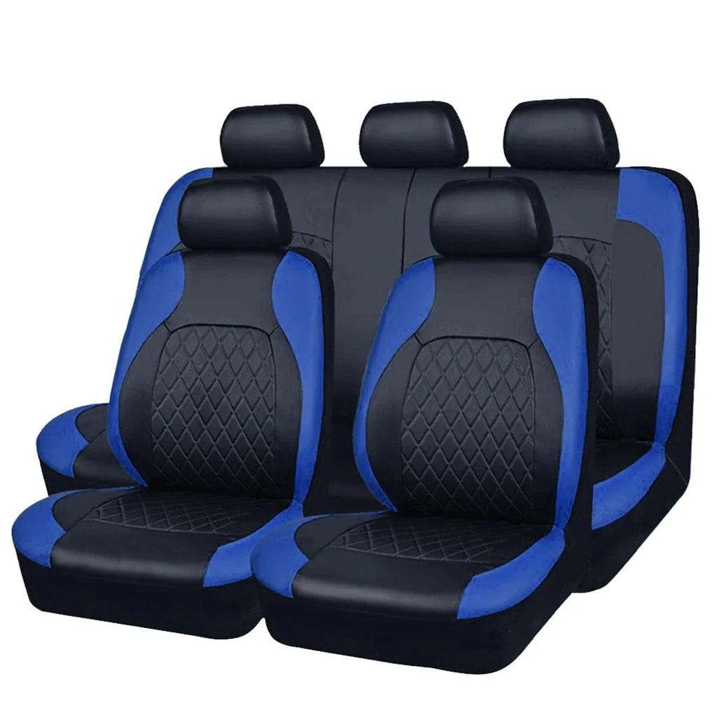 Showlu Quilted PU leather car seat covers, full set for sedan, SUV, or truck, waterproof, all-season, universal fit, seat protectors