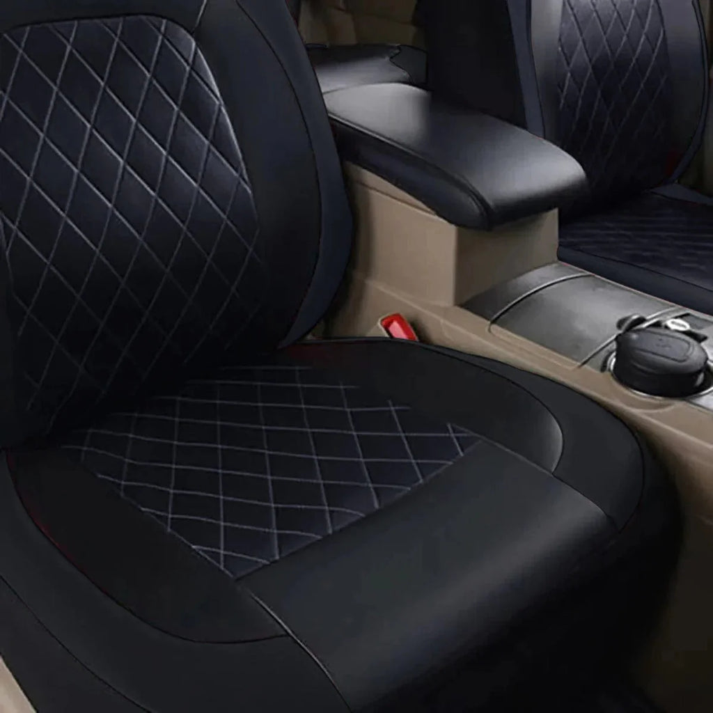 Showlu quilted PU leather car seat covers set, full 9-piece universal fit for sedans, SUVs, trucks, waterproof and all-season.