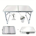 4ft aluminum folding table by Showlu, portable and height adjustable, ideal for indoor outdoor picnics, parties, and camping.