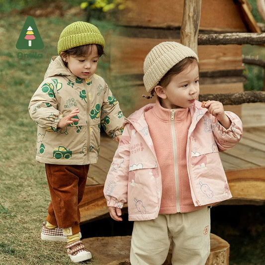 Amila Baby Coat 2022 Autumn Winter New Full Print Cartoon Two Pcs Jacket Boys and Girls Casual Children's Clothes Warm - SHOWLU FASHION STORE