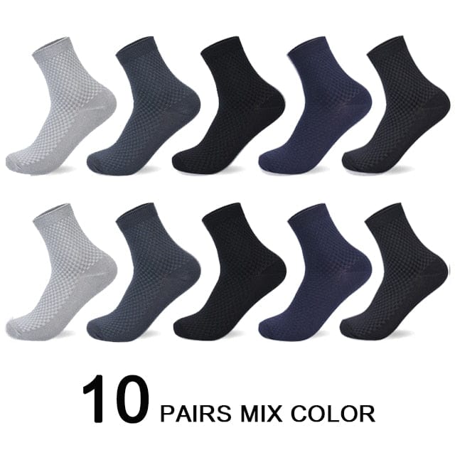 Anel Demosthene General Store 0 10 mixed color / 38-44 10 Pairs/Lot Men&#39;s Bamboo Fiber Socks 2022 New Compression Autumn Long Black Business Casual Man Dress Sock Gift Plus Size 42-45