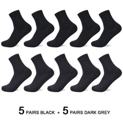 Anel Demosthene General Store 0 10 Pairs/Lot Men&#39;s Bamboo Fiber Socks 2022 New Compression Autumn Long Black Business Casual Man Dress Sock Gift Plus Size 42-45