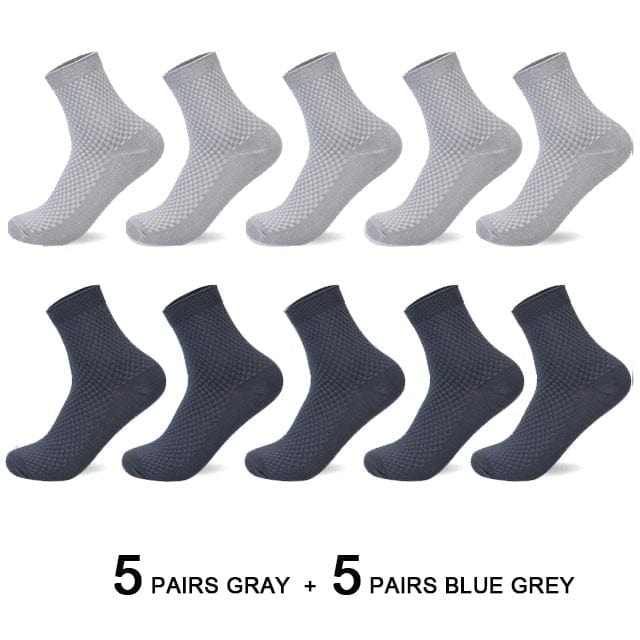 Anel Demosthene General Store 0 10 Pairs/Lot Men&#39;s Bamboo Fiber Socks 2022 New Compression Autumn Long Black Business Casual Man Dress Sock Gift Plus Size 42-45