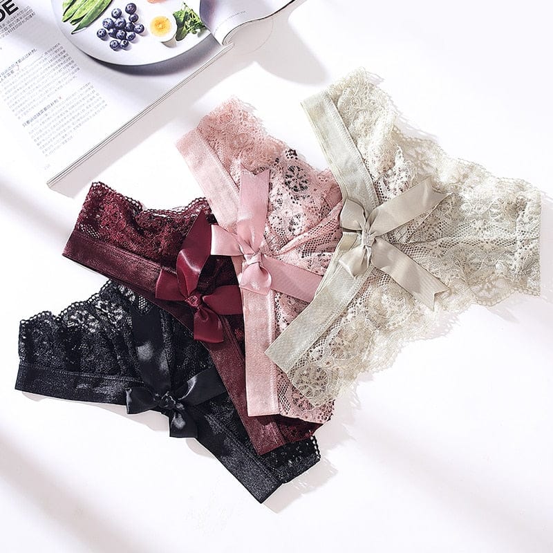 Anel Demosthene General Store 0 3 Pcs Woman Panties Sexy Lace Thong Underwear Lingerie Female T-back Temptation Low Waist Women Transparent G String