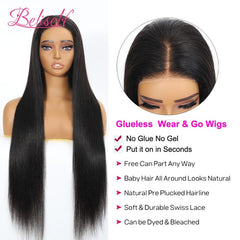 Anel Demosthene General Store 0 4x6 Glueless Wig Human Hair Ready to Wear Straight Glueless HD Lace Human Hair Wigs Pre Plucked 5x5 Lace Closure Wig