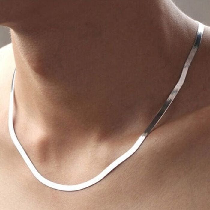 Anel Demosthene General Store 0 925 Sterling silver 18K Gold 4MM Flat chain Necklace for Women Luxury Fine Jewelry wedding gift choker Clavicle