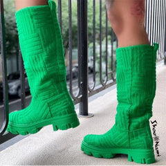 Anel Demosthene General Store 0 Green / 36 Luxury Brand 2023 New Women Thick-soled Thick-heeled Warm Boots Women&#39;s Towel Cotton Boots Motorcycle Boots 36-43 Boots Women