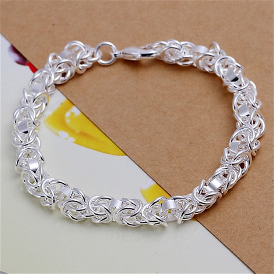 Anel Demosthene General Store 0 H073 8 Inch 18K Gold Bracelet 5MM Sideways Chain Bracelet For Woman Men Fashion Wedding Engagement 925 Sterling Silver Jewelry Gifts