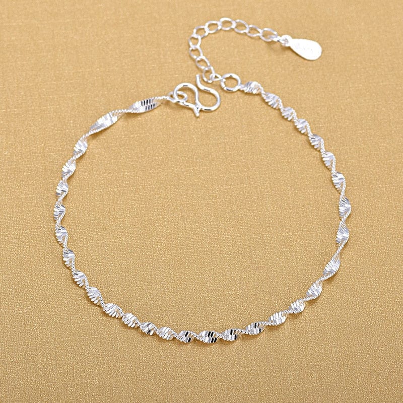 Anel Demosthene General Store 0 LH044 8 Inch 18K Gold Bracelet 5MM Sideways Chain Bracelet For Woman Men Fashion Wedding Engagement 925 Sterling Silver Jewelry Gifts