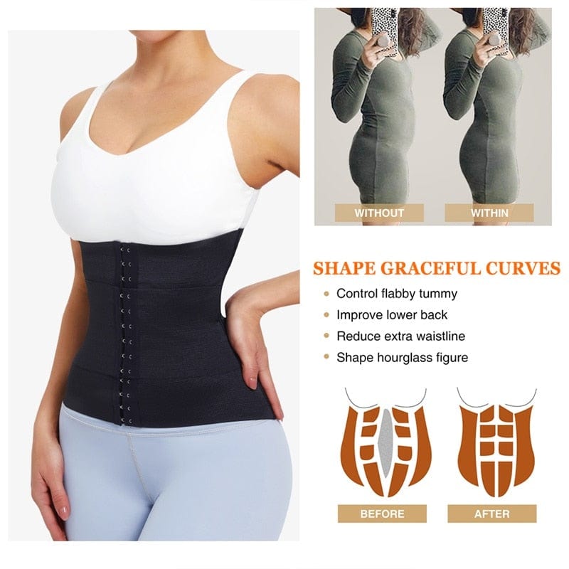 Anel Demosthene General Store 0 S0218-Black / 3XL Waist Trainer Corset Women Binders Shapers Tummy Wrap Body Shapewear Slimming Belt Flat Belly Workout Postpartum Girdle