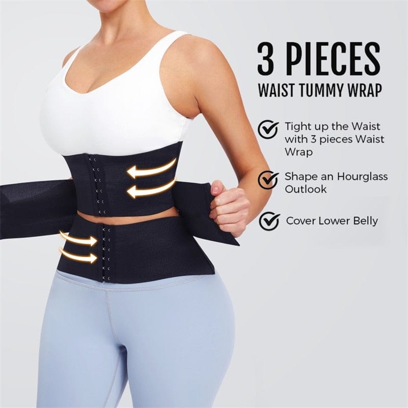 Anel Demosthene General Store 0 S0218-Black / 3XL Waist Trainer Corset Women Binders Shapers Tummy Wrap Body Shapewear Slimming Belt Flat Belly Workout Postpartum Girdle