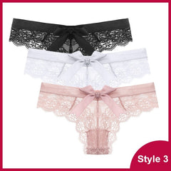 Anel Demosthene General Store 0 Style 3 1 / M / China|3pcs 3 Pcs Woman Panties Sexy Lace Thong Underwear Lingerie Female T-back Temptation Low Waist Women Transparent G String