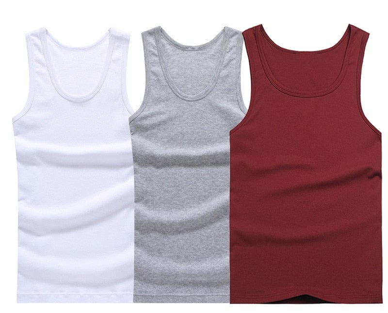 Anel Demosthene General Store 0 White Gray Red / M (EUR XXS) Hot Sale 3pcs / 100% Cotton Mens Sleeveless Tank Top Solid Muscle Vest Undershirts O-neck Gymclothing Tees Whorl Tops