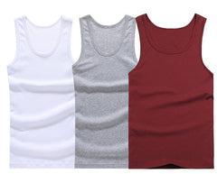 Anel Demosthene General Store 0 White Gray Red / M (EUR XXS) Hot Sale 3pcs / 100% Cotton Mens Sleeveless Tank Top Solid Muscle Vest Undershirts O-neck Gymclothing Tees Whorl Tops