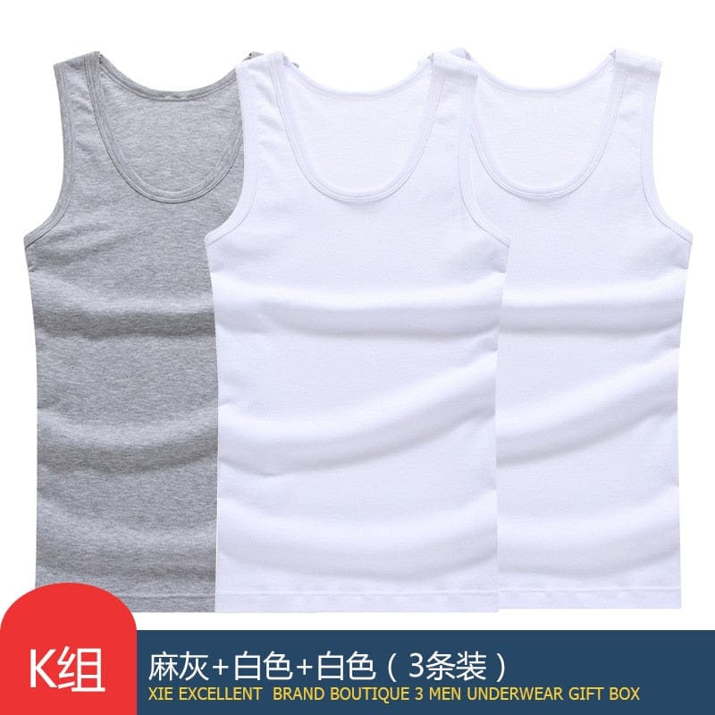 Anel Demosthene General Store 0 White White Gray / M (EUR XXS) Hot Sale 3pcs / 100% Cotton Mens Sleeveless Tank Top Solid Muscle Vest Undershirts O-neck Gymclothing Tees Whorl Tops