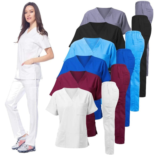 Anti Wrinkle Washable Soft Fabric Nursing Scrubs Hospital Uniform Medical Scrubs Tops Women Jogger Scrubs Sets Nurse Uniform - SHOWLU FASHION STORE