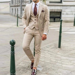 Army Green Business Suit Men Tuxedos Groom Groomsman Prom Wedding Party Formal 3 Piece Set Jacket Vest Pants - SHOWLU FASHION STORE