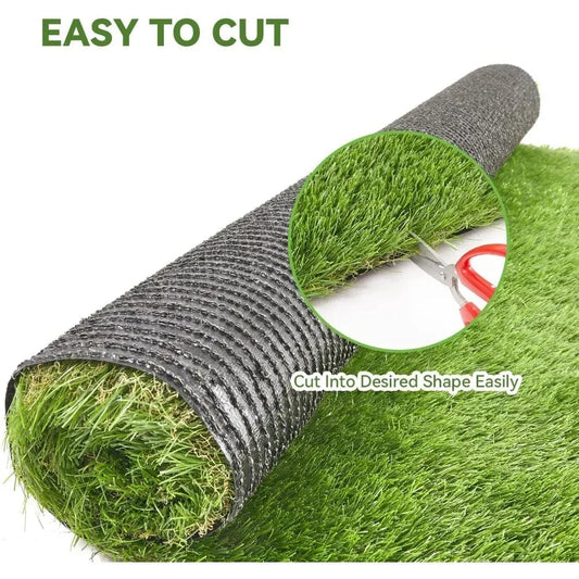 Artificial Grass Turf Outdoor Indoor, 1.38 Inch Outdoor Rug for Patio, Realistic Faux Grass Rug with Drain Holes - SHOWLU FASHION STORE